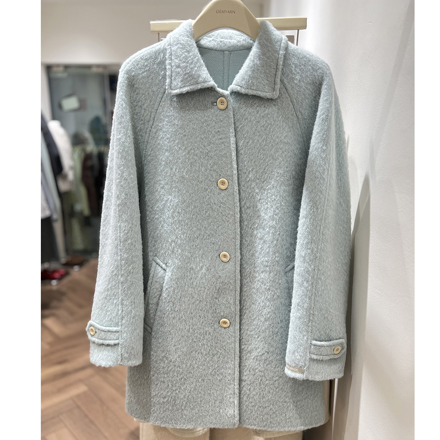 2024新款白色呢子大衣毛呢外套