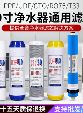 家用净水器滤芯PP棉UDF颗粒炭CTO压缩炭棒75Gro膜后置小T33全套装