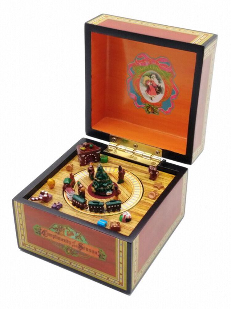 미국 MR.CHRISTMAS 골동품 회전 조명 기차와 나무 오르골 크리 에이 티브 크리스마스 선물