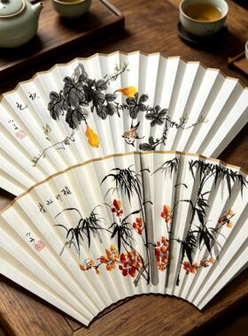 宣纸折扇手绘扇面文玩扇画扇子