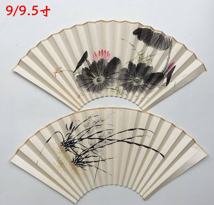 中国风折扇7-10寸手绘扇面水墨花鸟画扇面文玩折扇古风苏工扇面