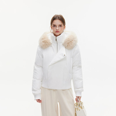 Azmi设计感小众大毛领棉