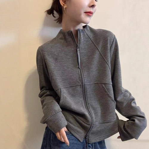 欧货立领拉链开衫卫衣女2025年深秋新款百搭修身显瘦运动休闲外套