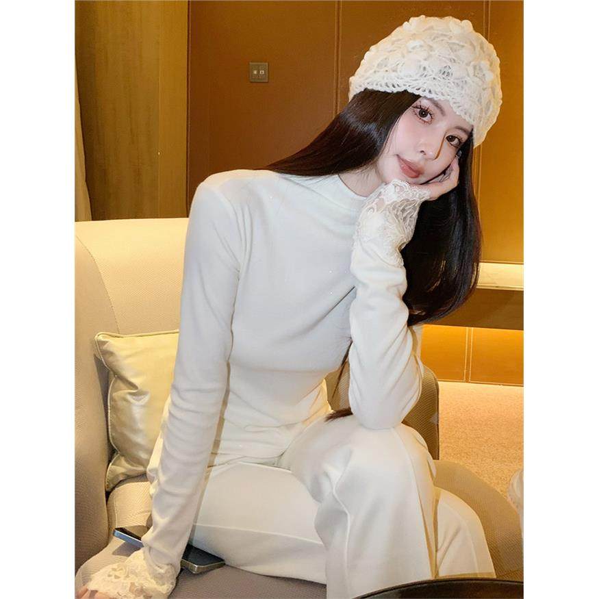 KUN【奶油枫糖】米白色半高领内搭打底衫女长袖假两件针织衫上衣,个性定制/设计服务/DIY,棉服工装,淘宝优惠券,粉丝福利购,淘宝优惠卷