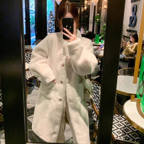 2025冬季加厚环保皮草中长款皮毛一体水貂毛年轻款大衣毛毛外套女