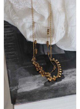 法式风格可遇水项链双层石项链星星点点