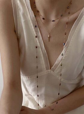 串珠项链长款叠带好看夏季浪漫的饰品项链