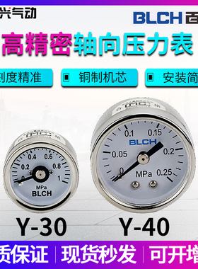 IR压力表百灵精密压力表轴向不锈钢白色Y30/40ZU轴向过滤器压力表