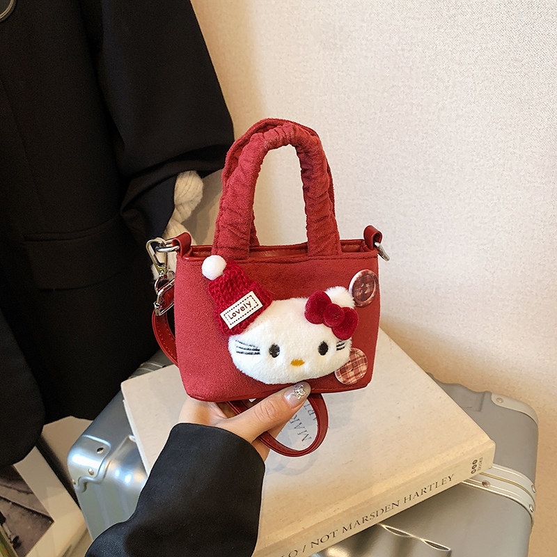 儿童小挎包小女孩毛绒迷你包绒毛包女新款秋冬单肩包精致口红包