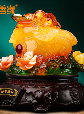 吉善缘 金蟾招财摆件 客厅三足蟾蜍大收银台办公室店铺礼品2389