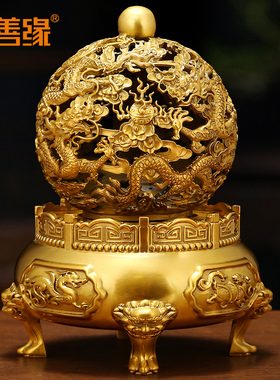 纯铜九转乾坤鼎摆件仿古青龙鼎家居客厅办公室装饰招财工艺饰品