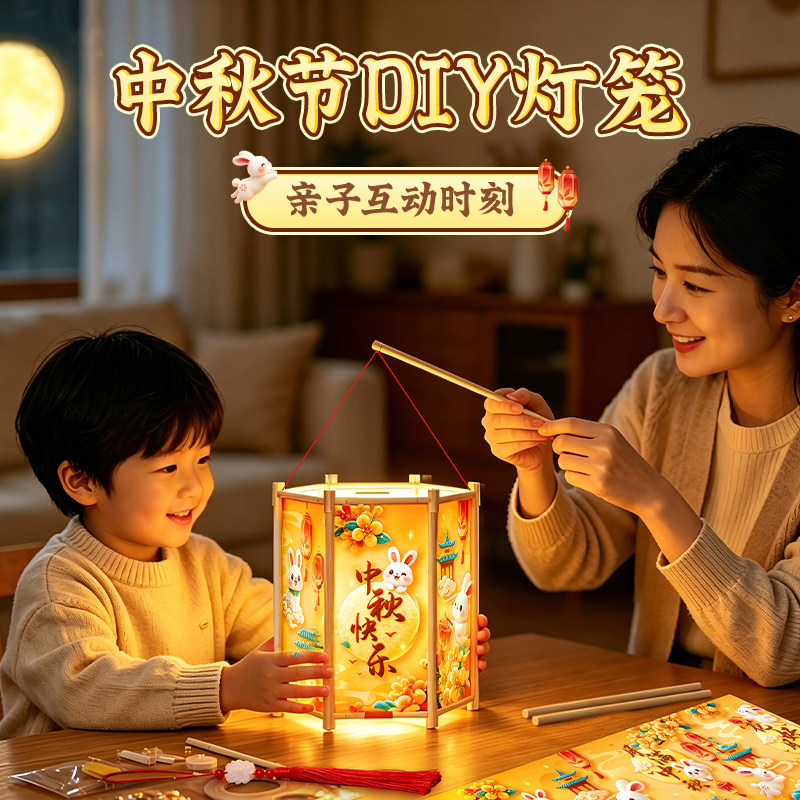 精致木质灯笼中秋节手工六角宫灯