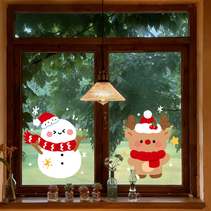 圣诞节装饰品静电贴场景布置窗贴