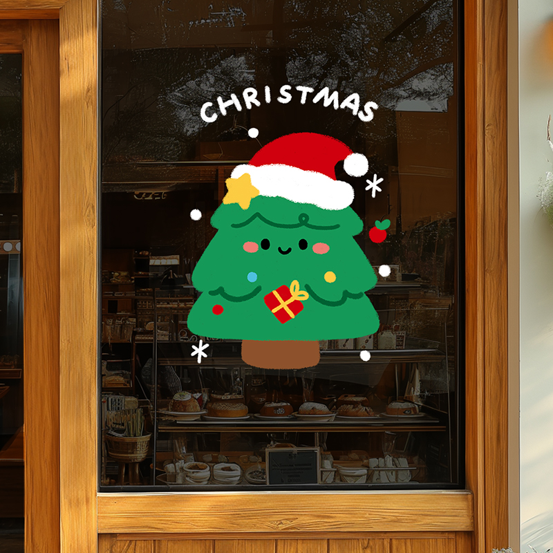 圣诞节装饰玻璃贴纸窗贴场景布置