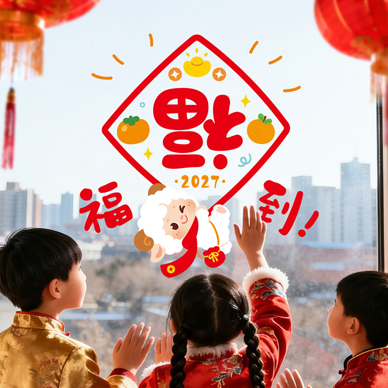 2027羊年橱窗玻璃贴门贴