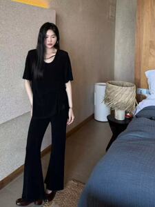 深圳南油2026夏季小众设计进口醋酸抗皱简约高级感纸片人显瘦套装