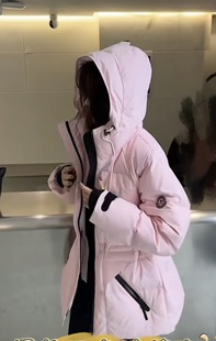 南油欧货时尚工装风连帽收腰中长款冲锋衣羽绒服加厚90白鸭绒