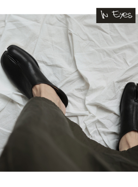 IN EYES | 进口植鞣羊皮分趾一脚蹬小皮鞋单鞋可踩跟tabi平底女鞋