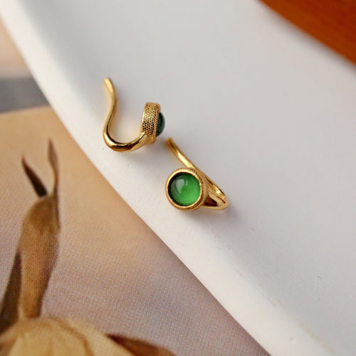天然A货翡翠耳钩帝王绿危