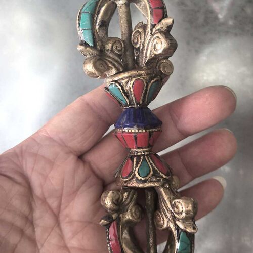 尼泊尔民族风金刚铃杵五股九股佛品手工纯铜藏式藏传摆件