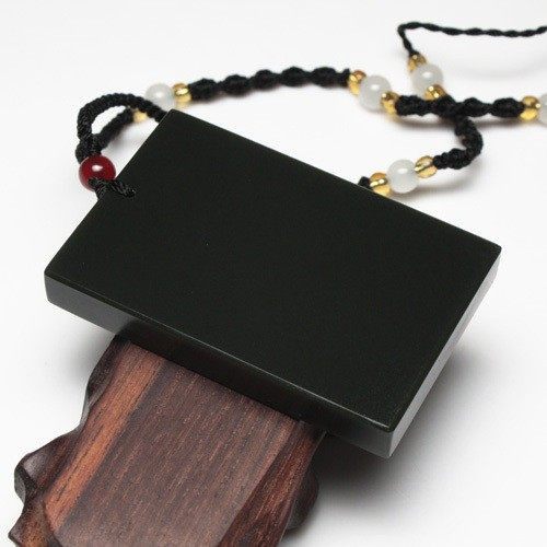 天然和田玉吊坠塔青一细籽料平安无事牌玉牌-带证书