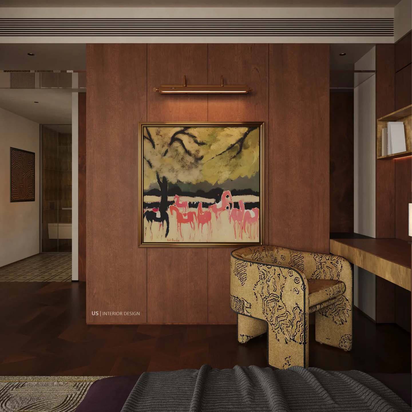 中古风抽象粉马装饰画 轻奢客厅玄关挂画 艺术感沙发背景墙壁画