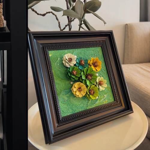 复古立体松果花朵装饰画中古风客厅挂画玄关背景墙永生花艺术壁画