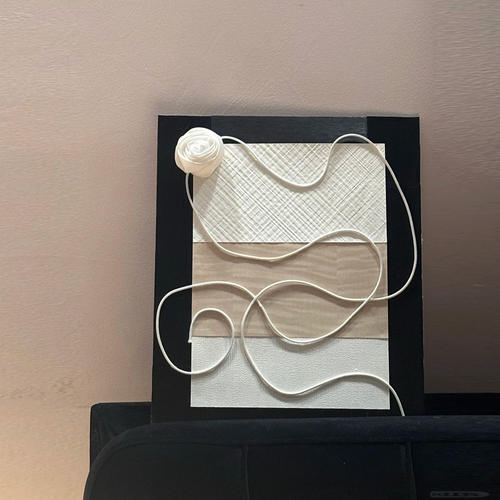 极简线条玫瑰黑白灰艺术装饰画现代轻奢玄关挂画小众大白墙壁画 - 封面