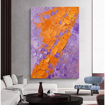 橙紫奔涌简约抽象装饰画客