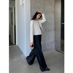 ZONOPOEM春季 毛呢上衣6068a 小香风外套女高级显瘦洋气圆领长袖