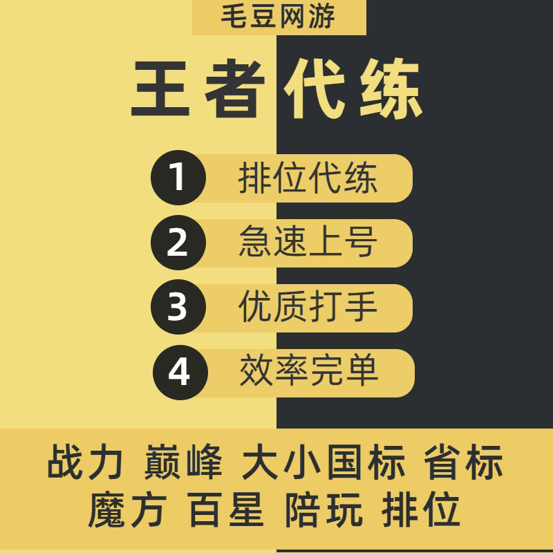 王者荣耀代练代打排位省标战力巅峰赛金标大小国标陪玩带上分车队