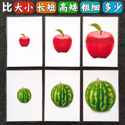 比较卡片大中小长短高矮粗细多少