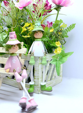 吊脚娃娃田园风爱心酒柜装饰品