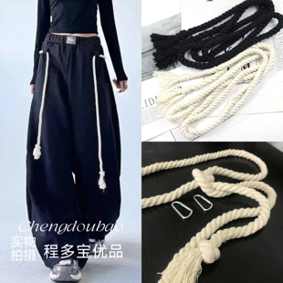 新款ins风百搭打结收腰搭配连衣裙女士编织个性麻绳腰带装饰裤带