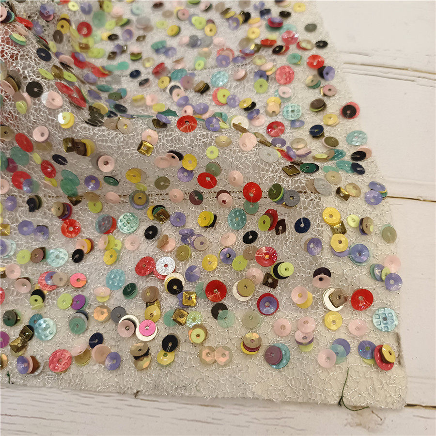 国外手工珠片面料 钉珠 工匠刺绣 国外工厂 5米小量起做