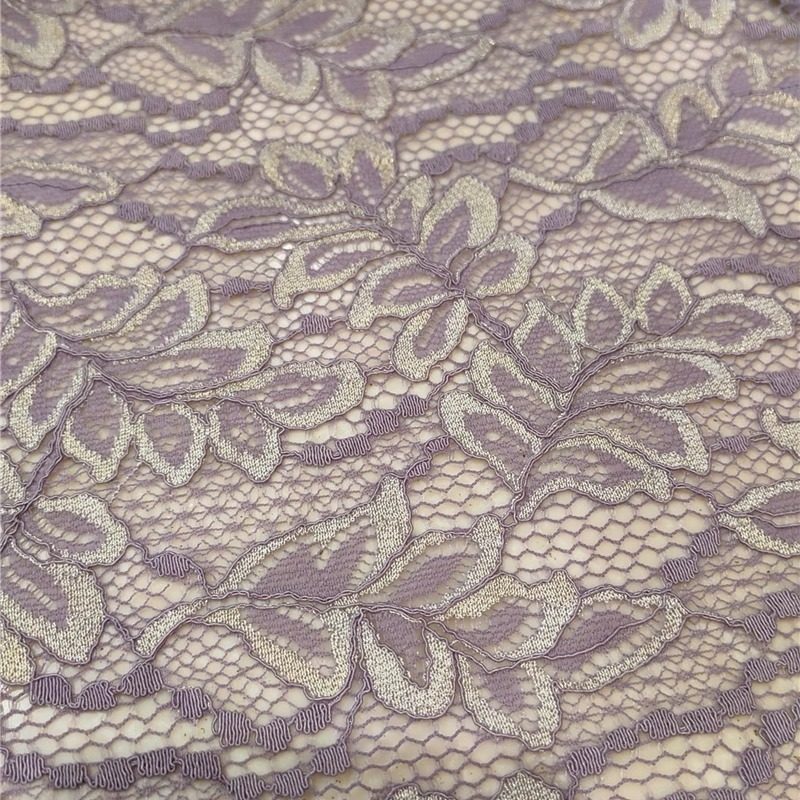 有现货 香芋紫色蕾丝面料 含金葱 春夏连衣裙 礼服布料