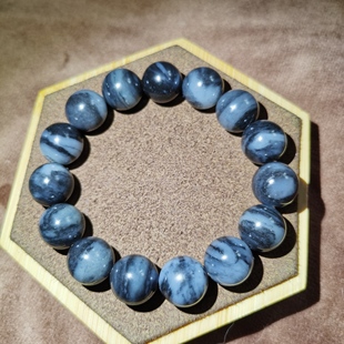 新疆和田玉青花籽料黑白意境卡14圆珠手串手链男女款礼品