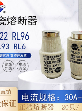 原厂正浩保险R022 RO22 RL96 RL6 RL93熔断器熔芯35A 40A 50A 63A
