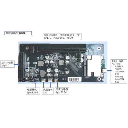 外置AI算力卡Thunderbolt雷电3和4USB4转PCIE外接显卡扩展坞eGPU