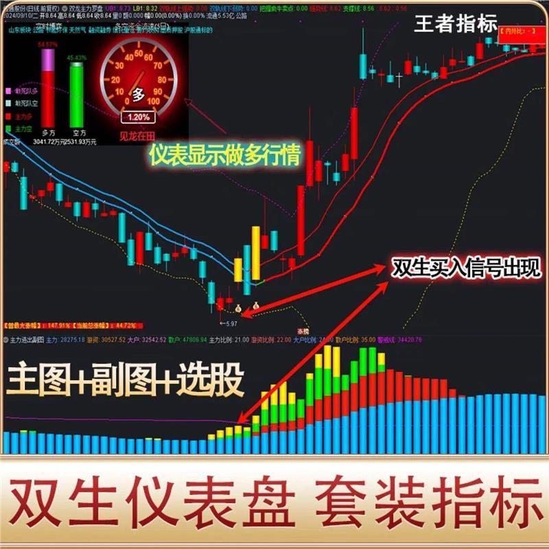 通达信电脑版炒股双生仪表盘套装指标公式复盘买入信号股票