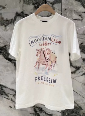 正品短袖T恤2026春新品生肖马年系列彩绘印花圆领棉质MBF1TEE021