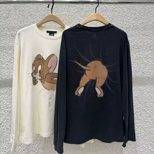 正品长袖T恤2025秋新品猫和老鼠联名系列棉质斑驳印花MBE3TEET03