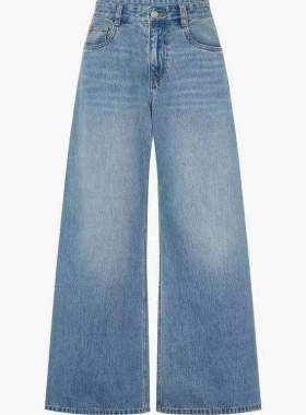 正品牛仔裤2025夏新品重工三合一纺纱棉质高腰阔腿裤MBE2JEN027