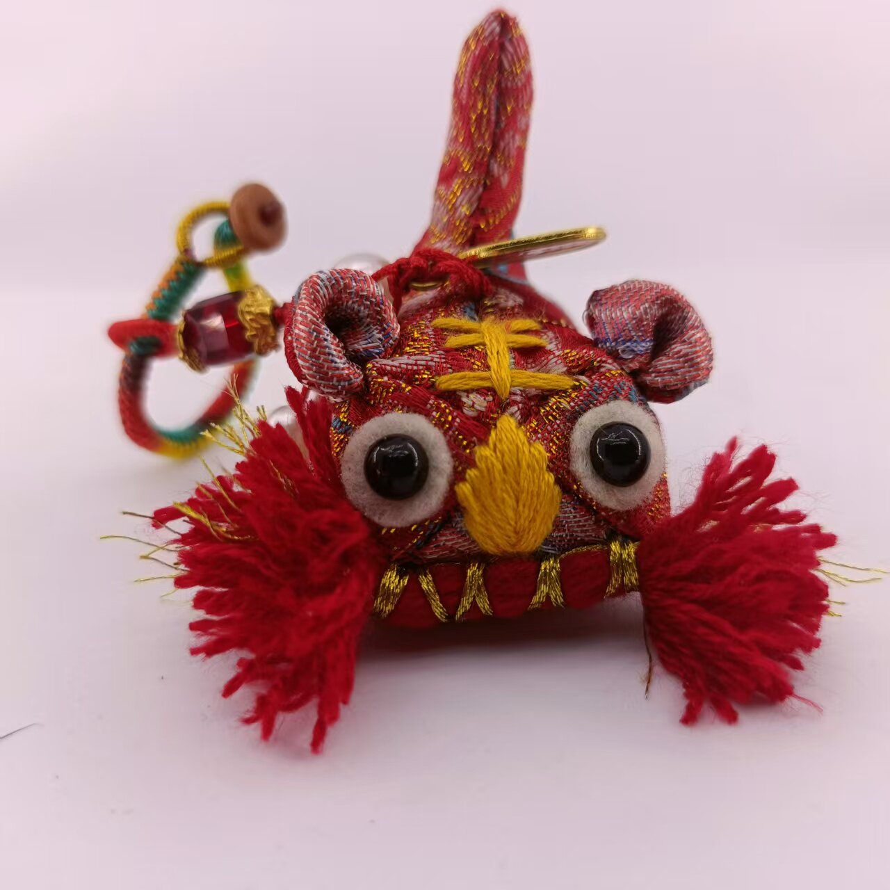 仿宋锦非真丝纯艾绒手工布老虎暴富吉祥老虎挂件包挂钥匙情侣挂件