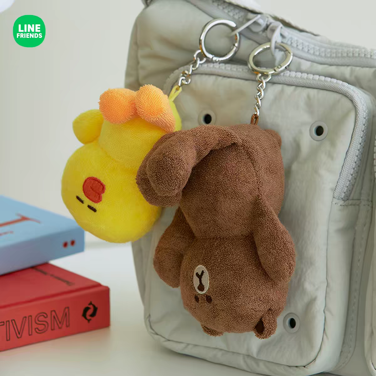 【正品现货】LINE布朗熊慵懒宅家系列毛绒钥匙扣包包挂件情侣挂饰