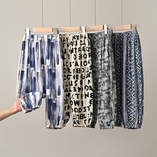 清凉人棉裤 儿童人造棉空调裤男女童绵绸灯笼裤 中大童裤子 薄款