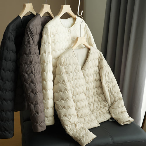 石墨烯内胆女士羽绒服打底两穿领