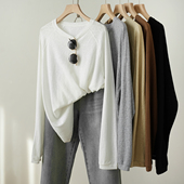 雪花棉 T恤 粗棉纹理插肩袖 打底 山东网店 松弛感 春秋款 女士长袖