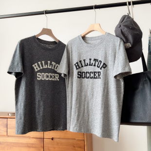 棉 女装 女士字母圆领短袖 夏款 弹力竹节复古T恤大童可穿 莱赛尔