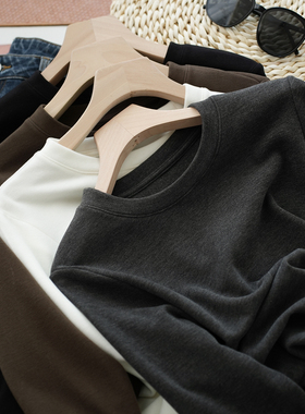 300g小暖皮 A类 女士圆领打底衫 纯色保暖长袖上衣 秋冬款 女装